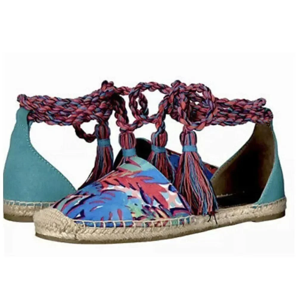 Circus by Sam Edelman Women's Lenora Canvas Espadrille Shoe Ankle Tie Size 8M